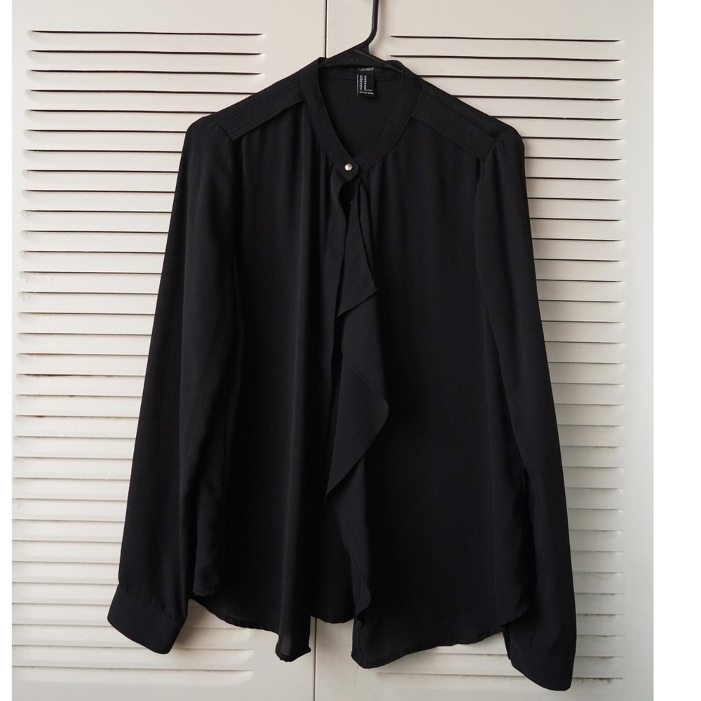 Black Long Sleeve Button Down Blouse - Forever21